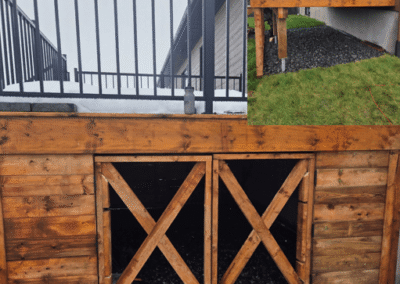 Création d'un espace de rangement étanche sous la terrasse muni de 2 portes